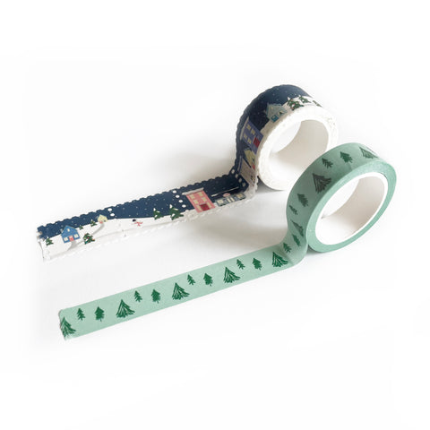 christmas village holiday washi tape | set of 2