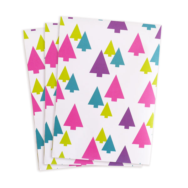 festive trees gift wrap sheets 3pk