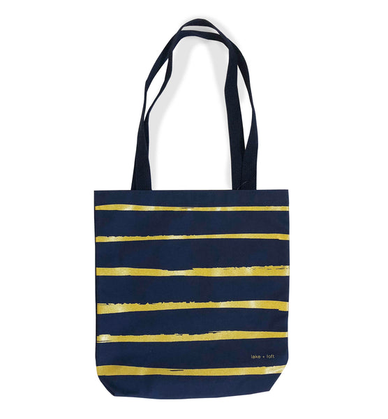 navy paint stripe tote