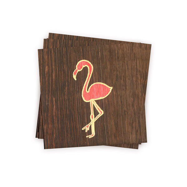 fab flamingo wood coasters